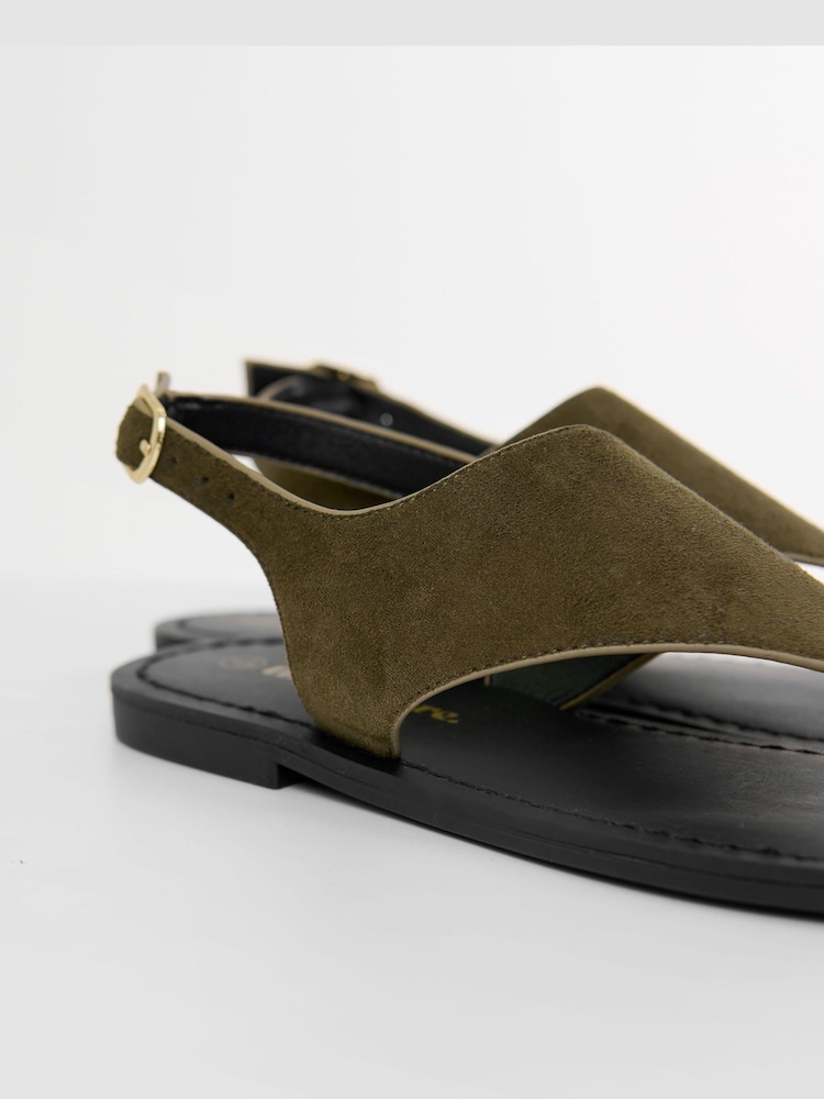 Threadbare Green T-Strap Toe Loop Sandals - Image 5 of 5