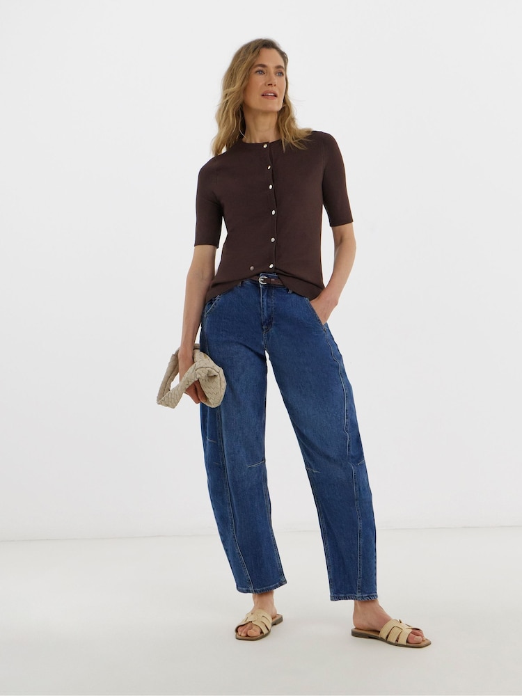 JD Williams Brown Short Sleeve Cardigan - Image 1 of 4 JD Williams Brown Short Sleeve Cardigan - Image 1 of 4