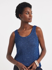 JD Williams Metallic Sequin Knitted Tank - Image 3 of 4