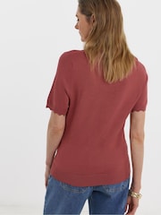 JD Williams Pink Scallop Hem Short Sleeve Jumper - Image 2 of 4