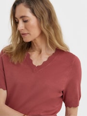 JD Williams Pink Scallop Hem Short Sleeve Jumper - Image 3 of 4