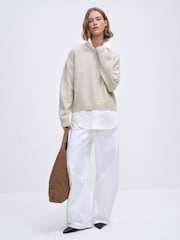The Set 2 Pack Layered V-Neck Jumpers Brown Marl Oatmeal Marl - Image 3 of 13