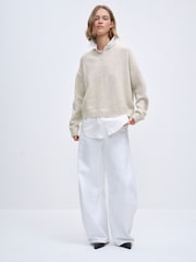 The Set 2 Pack Layered V-Neck Jumpers Brown Marl Oatmeal Marl - Image 4 of 13