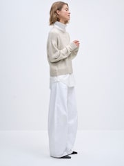 The Set 2 Pack Layered V-Neck Jumpers Brown Marl Oatmeal Marl - Image 5 of 13