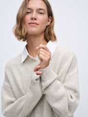 The Set 2 Pack Layered V-Neck Jumpers Brown Marl Oatmeal Marl - Image 9 of 13