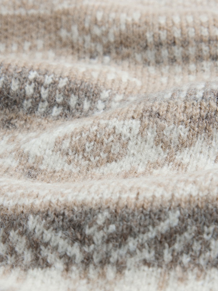 The Set Fairisle Jacquard Jumper Cream/Grey - Image 2 of 3