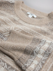 The Set Fairisle Jacquard Jumper Cream/Grey - Image 3 of 3
