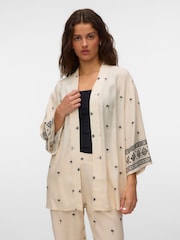 VERO MODA Cream 3/4 Sleeve Open Kimono Sleeve Top - Image 1 of 5