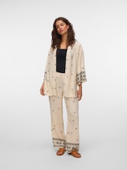 VERO MODA Cream 3/4 Sleeve Open Kimono Sleeve Top - Image 4 of 5