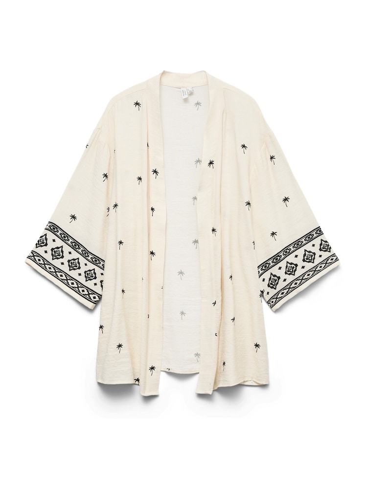 VERO MODA Cream 3/4 Sleeve Open Kimono Sleeve Top - Image 5 of 5