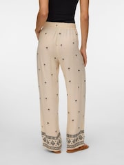 VERO MODA Cream Mid Waist Wide Leg Trousers - Image 2 of 6