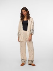 VERO MODA Cream Mid Waist Wide Leg Trousers - Image 4 of 6