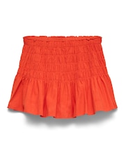 VERO MODA Orange Shirred Mini Skirt - Image 1 of 2
