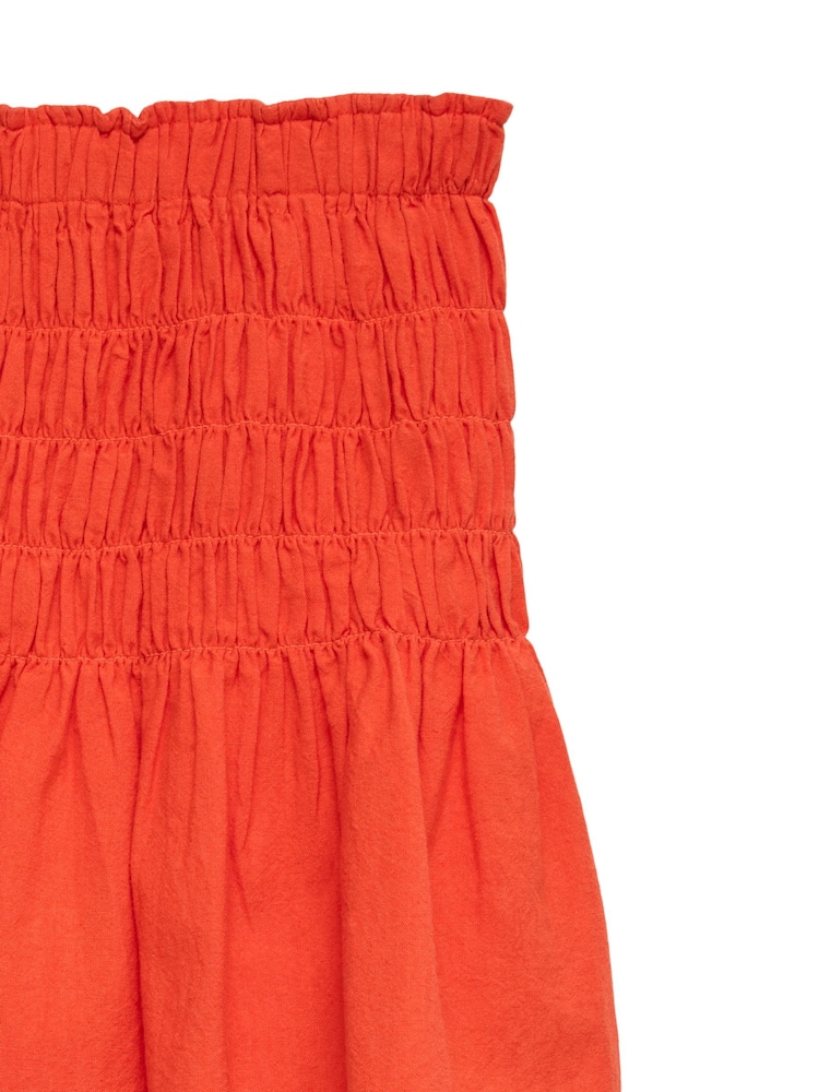 VERO MODA Orange Shirred Mini Skirt - Image 2 of 2