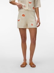 VERO MODA Cream Short Sleeve Embroidered Crochet Top - Image 4 of 5