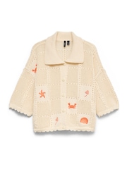 VERO MODA Cream Short Sleeve Embroidered Crochet Top - Image 5 of 5