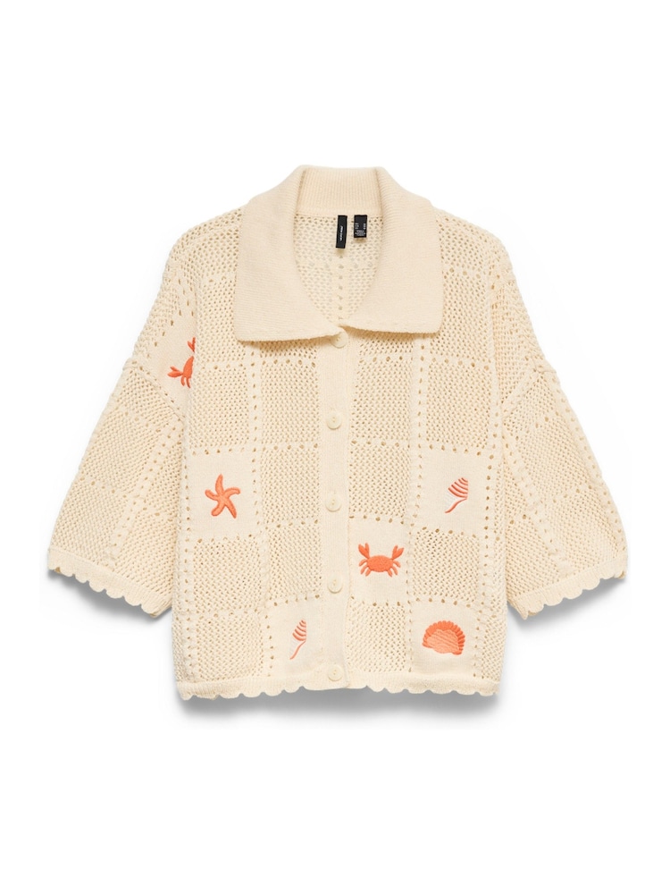 VERO MODA Cream Short Sleeve Embroidered Crochet Top - Image 5 of 5 VERO MODA Cream Short Sleeve Embroidered Crochet Top - Image 5 of 5