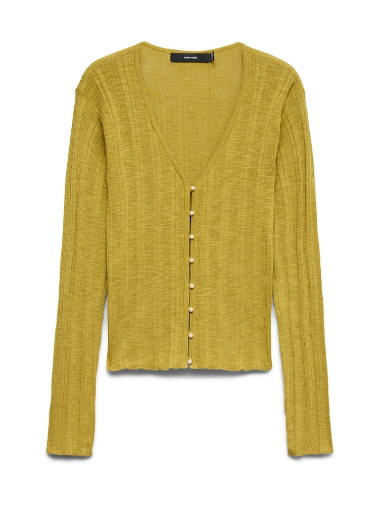VERO MODA Green Long Sleeve V-Neck Cardigan - Image 1 of 1 VERO MODA Green Long Sleeve V-Neck Cardigan - Image 1 of 1