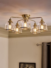 Brass Gloucester 5 Light Flush Ceiling Light - Image 1 of 5