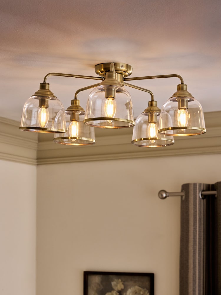 Brass Gloucester 5 Light Flush Ceiling Light - Image 1 of 5