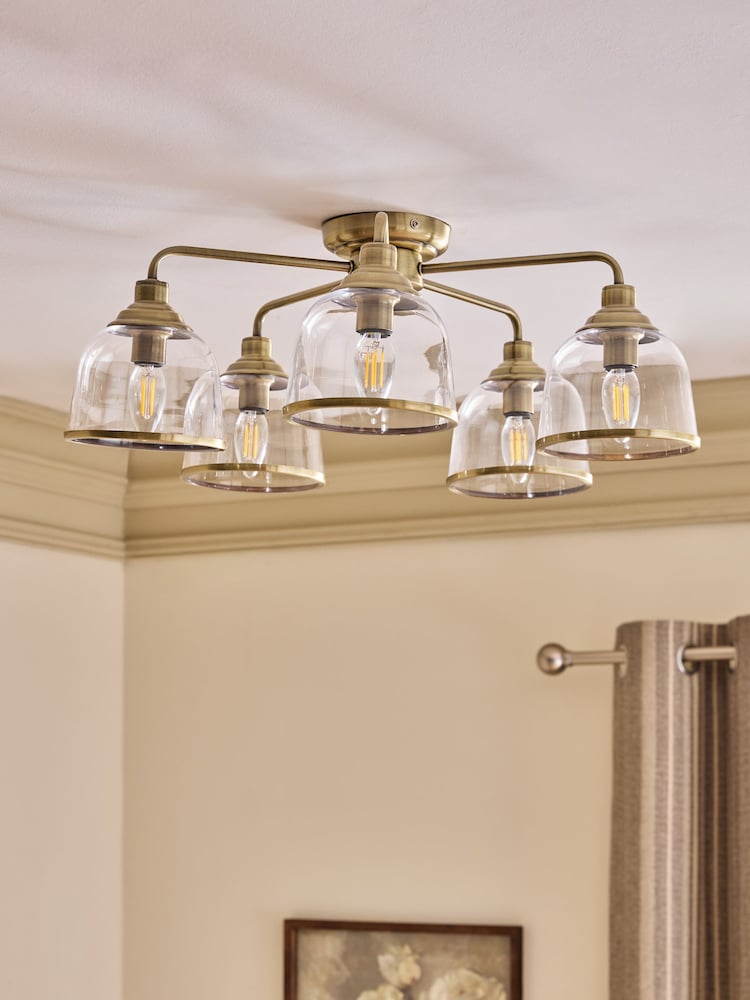 Brass Gloucester 5 Light Flush Ceiling Light - Image 2 of 5