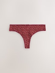 Red Check Thong 100% Cotton Knickers 7 Pack - Image 6 of 13