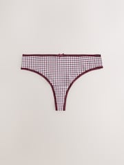 Red Check Thong 100% Cotton Knickers 7 Pack - Image 7 of 13