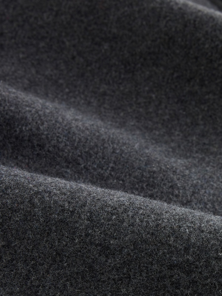 Grey Double Breasted Formal Funnel Neck Coat With Wool - Image 2 of 3 Grey Double Breasted Formal Funnel Neck Coat With Wool - Image 2 of 3