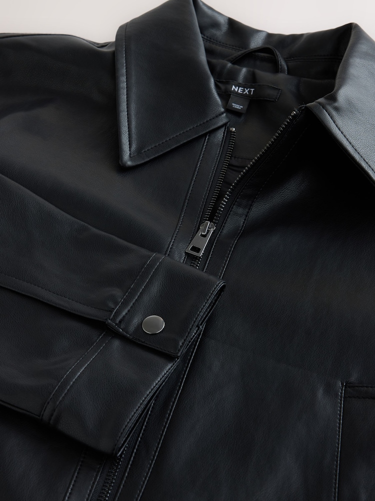 Black Faux Leather Jacket - Image 3 of 3 Black Faux Leather Jacket - Image 3 of 3