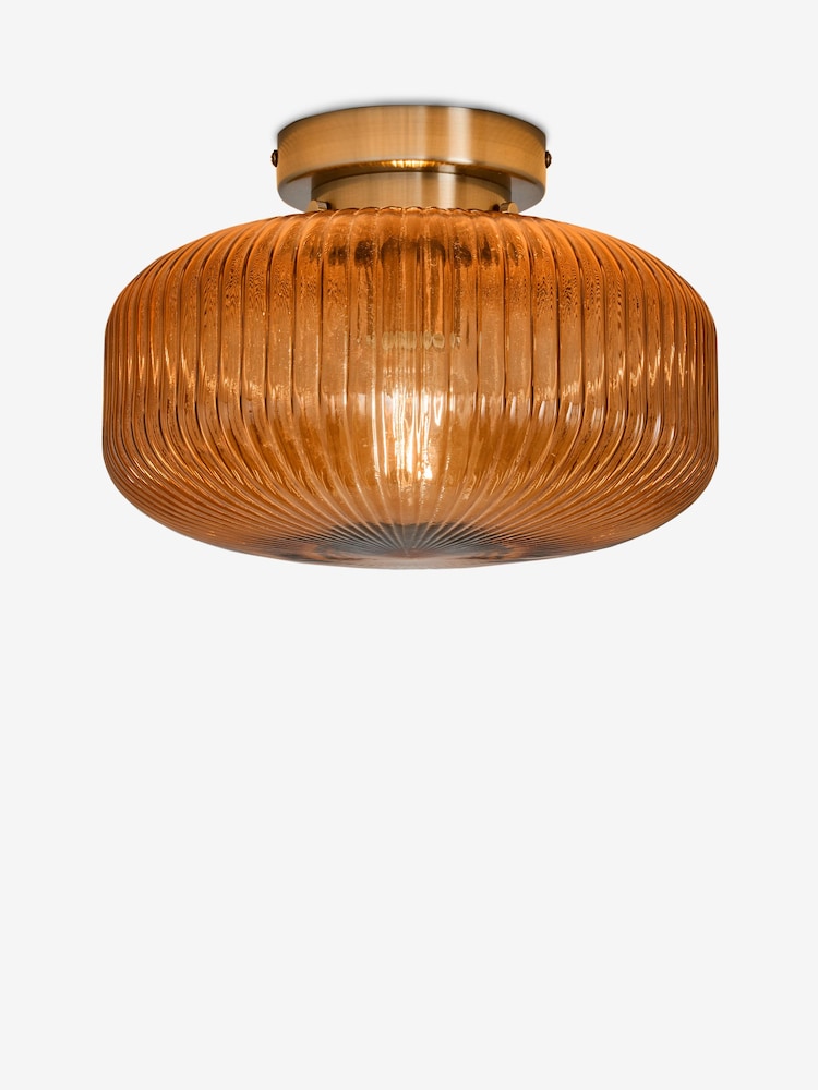 Amber Orange Lexington 1 Light Flush Fitting Ceiling Light - Image 1 of 2 Amber Orange Lexington 1 Light Flush Fitting Ceiling Light - Image 1 of 2