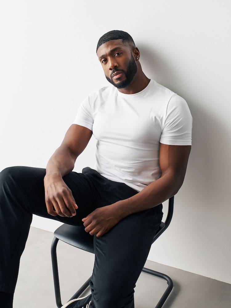 White Muscle Fit Essential Cotton T-Shirt - Image 1 of 5
