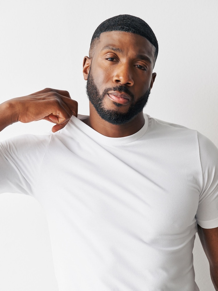 White Muscle Fit Essential Cotton T-Shirt - Image 5 of 5