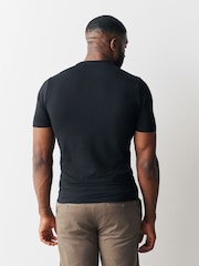 Black Muscle Fit Essential Cotton T-Shirt - Image 3 of 5
