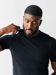 Black Muscle Fit Essential Cotton T-Shirt - Image 4 of 5