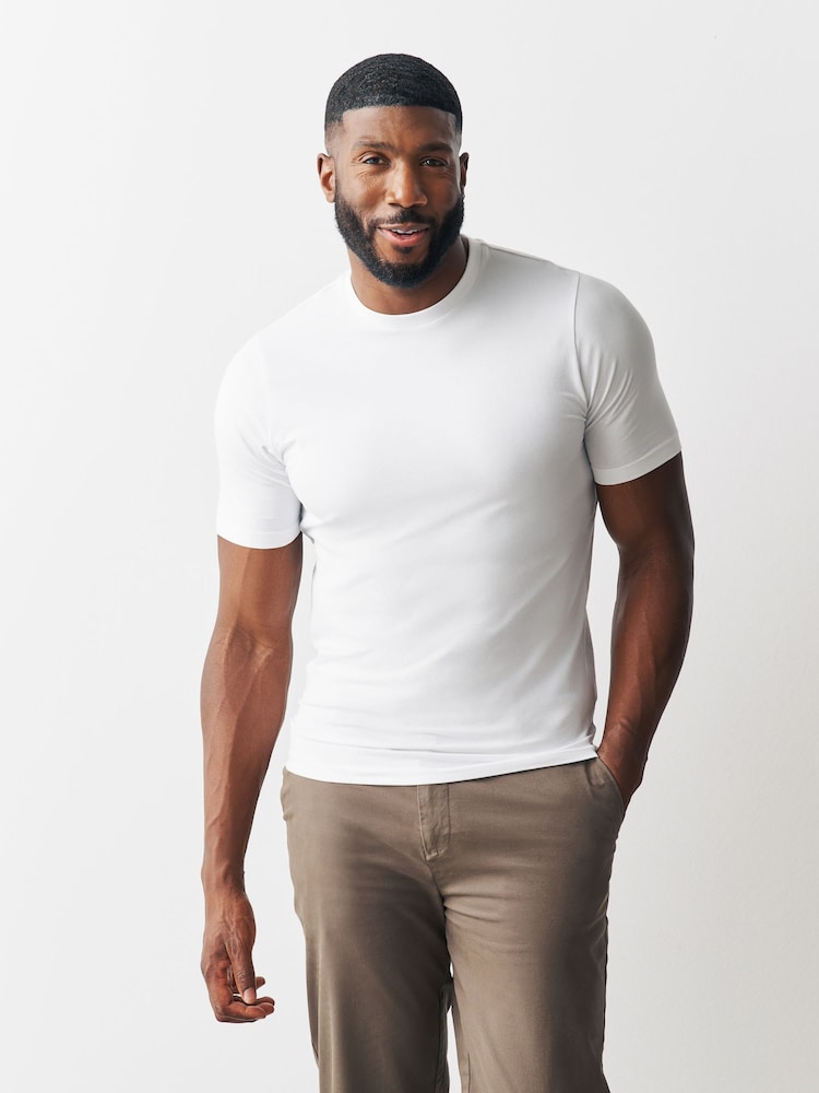 White Muscle Fit Essential T-Shirts 3 Pack - Image 1 of 5 White Muscle Fit Essential T-Shirts 3 Pack - Image 1 of 5