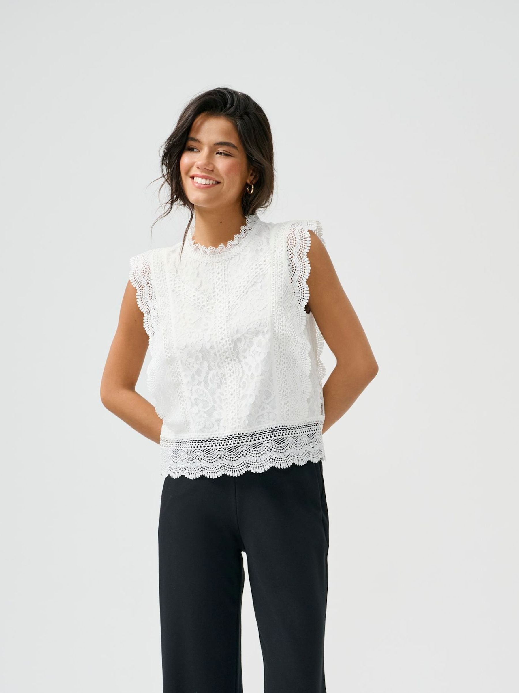 Buy ONLY White Sleeveless Lace Top from Next USA