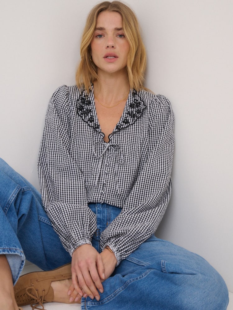 Nobodys Child Black Isla Top- Gingham - Image 5 of 5