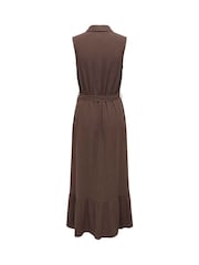 ONLY Brown Sleeveless Linen Mix Midi Shirt Dress - Image 7 of 7