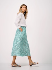 Crew Clothing Green Ella Midi Skirt - Image 1 of 5