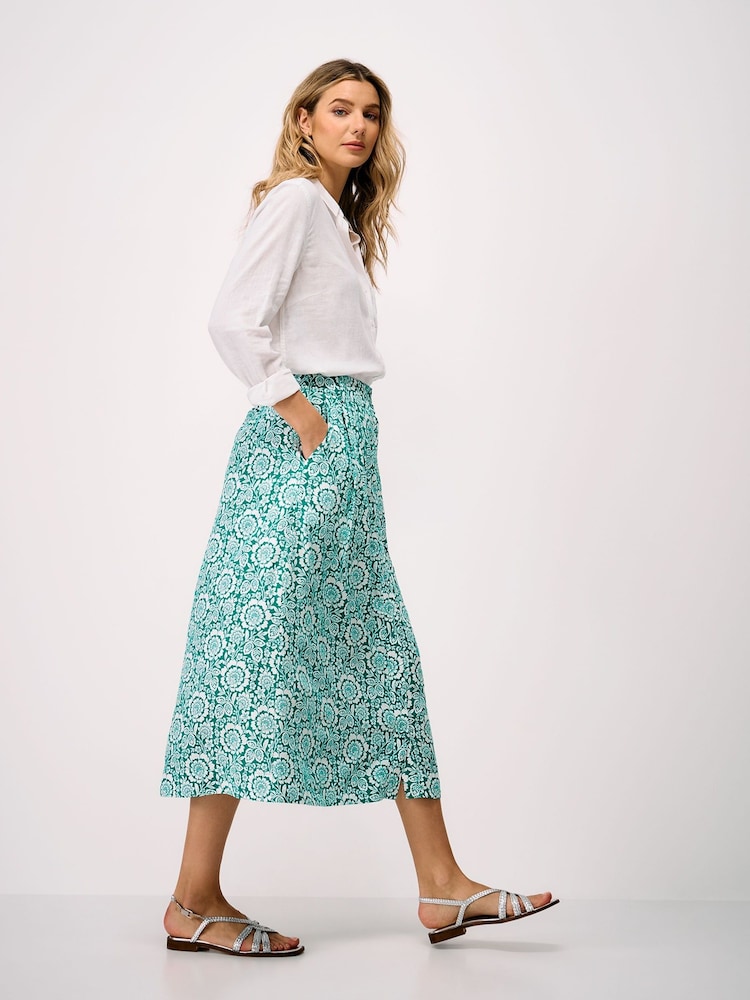 Crew Clothing Green Ella Midi Skirt - Image 1 of 5