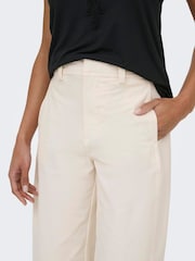 ONLY Cream Mid Waist Barrel Leg Chino Trousers - Image 3 of 6
