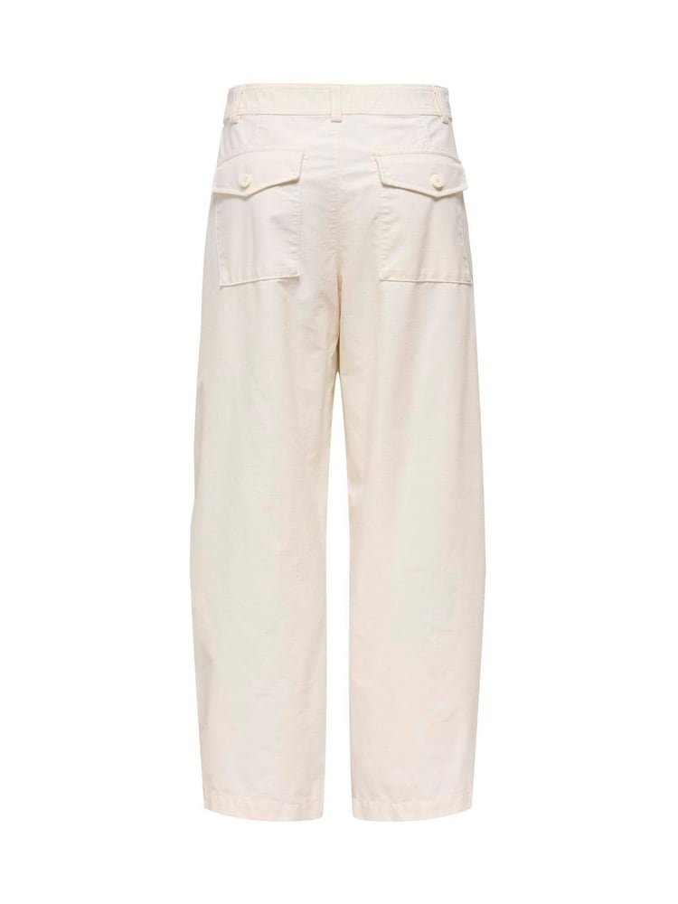 ONLY Cream Mid Waist Barrel Leg Chino Trousers - Image 6 of 6
