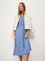 Crew Clothing Blue Flora Short Sleeve Jersey Dress - Image 3 of 5