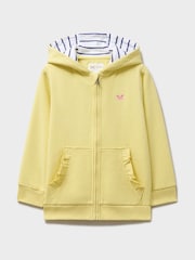 Crew Clothing Yellow Long Sleeve Frill Pocket Hoodie - Image 1 of 3