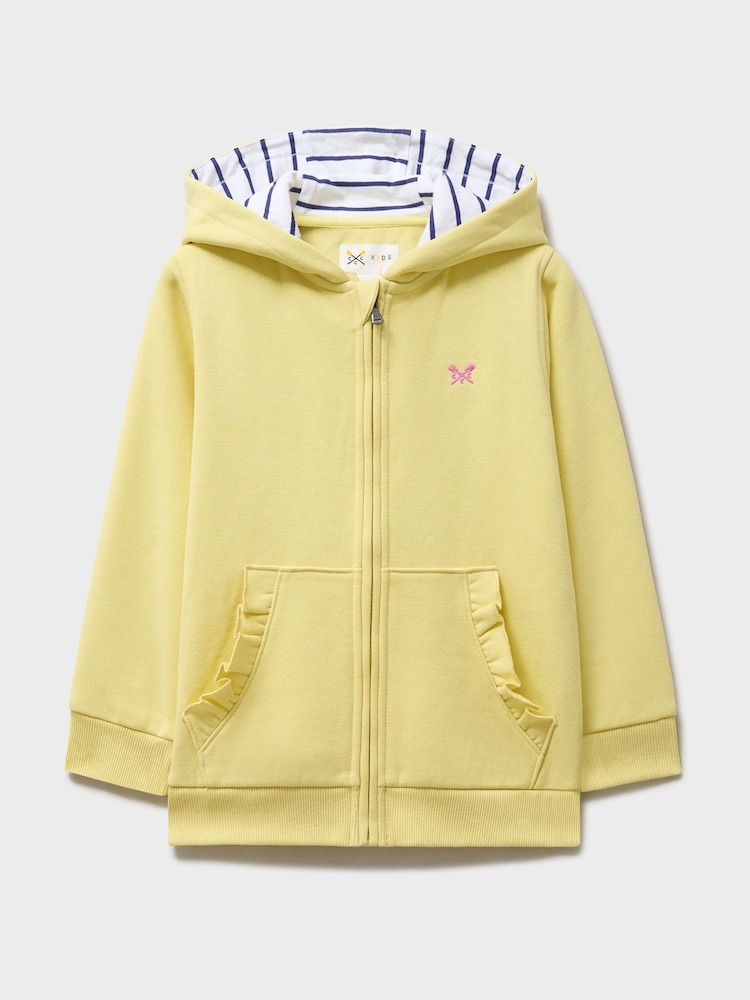 Crew Clothing Yellow Long Sleeve Frill Pocket Hoodie - Image 1 of 3
