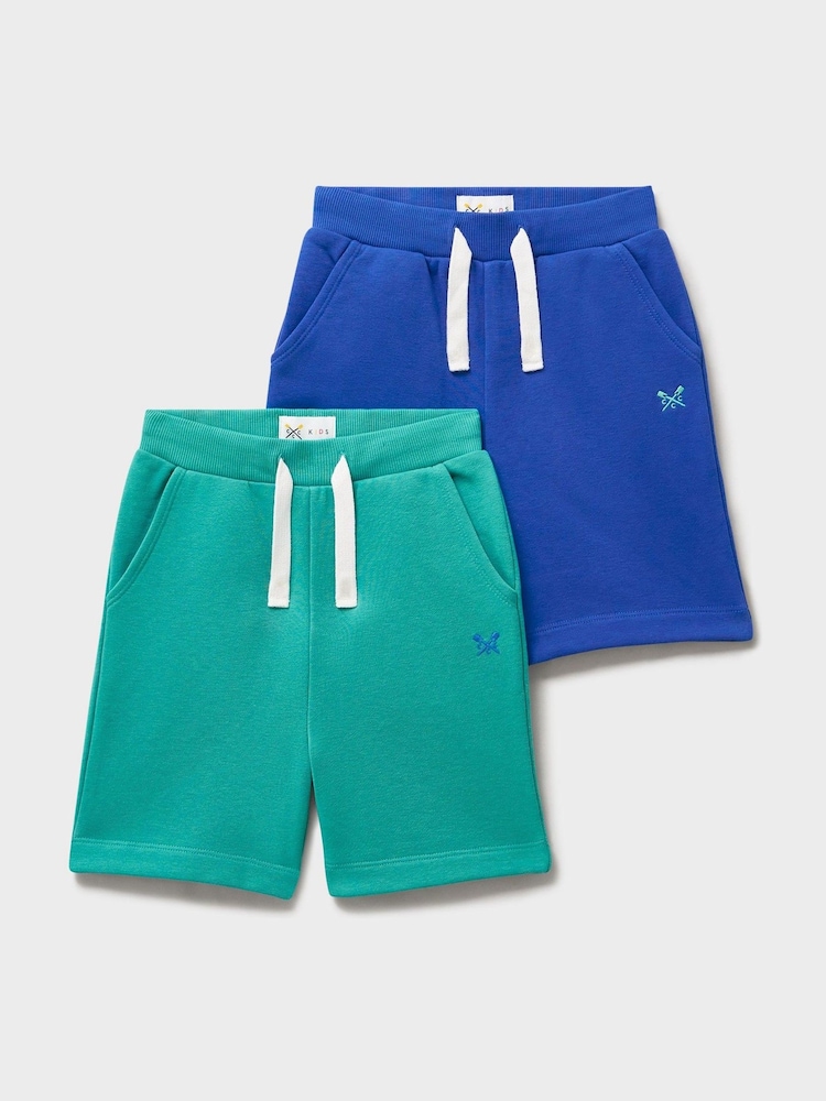 Crew Clothing Blue and Turquoise Sweat Shorts 2-Pack - Image 1 of 3 Crew Clothing Blue and Turquoise Sweat Shorts 2-Pack - Image 1 of 3