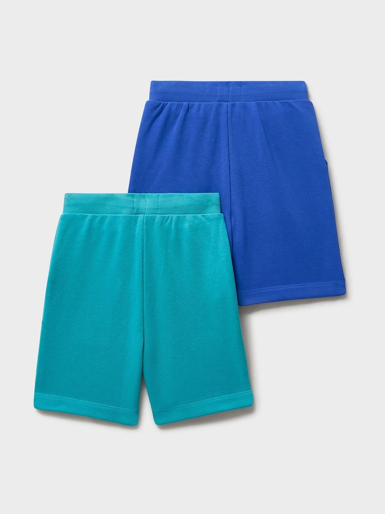 Crew Clothing Blue and Turquoise Sweat Shorts 2-Pack - Image 2 of 3 Crew Clothing Blue and Turquoise Sweat Shorts 2-Pack - Image 2 of 3