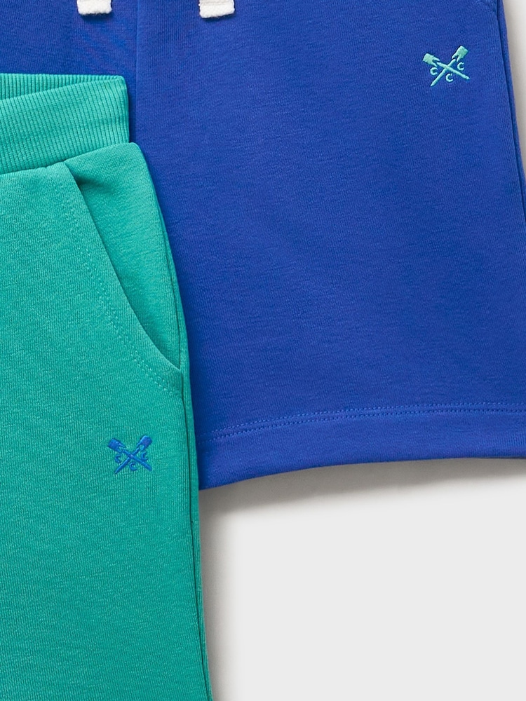 Crew Clothing Blue and Turquoise Sweat Shorts 2-Pack - Image 3 of 3 Crew Clothing Blue and Turquoise Sweat Shorts 2-Pack - Image 3 of 3