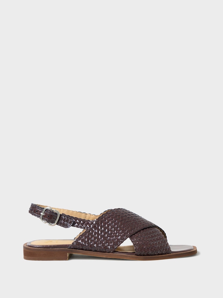Crew Clothing Red Woven Leather Cross-Over Sandals - Image 1 of 3 Crew Clothing Red Woven Leather Cross-Over Sandals - Image 1 of 3