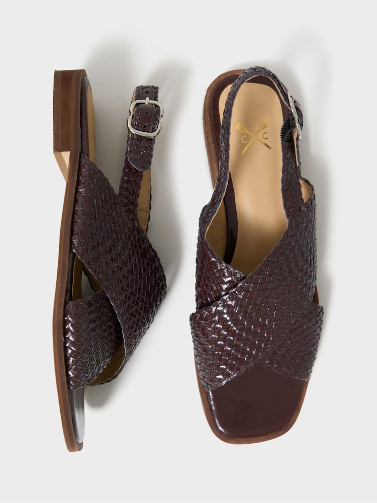 Crew Clothing Red Woven Leather Cross-Over Sandals - Image 2 of 3 Crew Clothing Red Woven Leather Cross-Over Sandals - Image 2 of 3